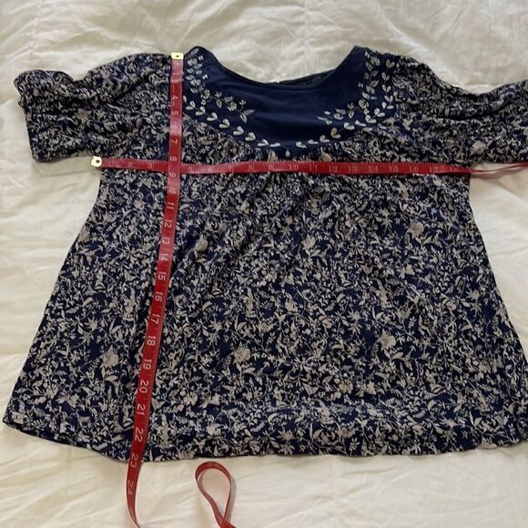 Lucky Brand Size Medium Short Sleeve Shirts Set Of 2 Floral Square Neck - Picture 10 of 10